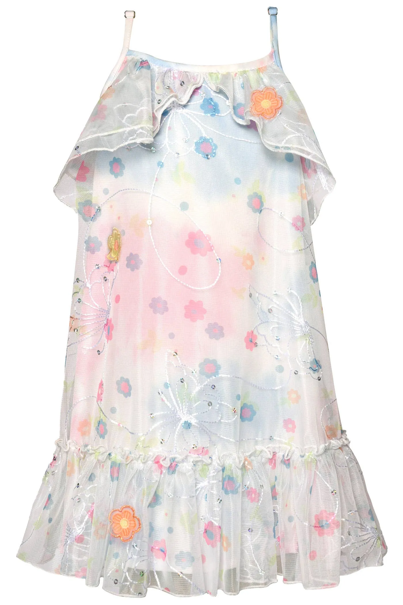 Ruffle Butterfly Embroidery Dress