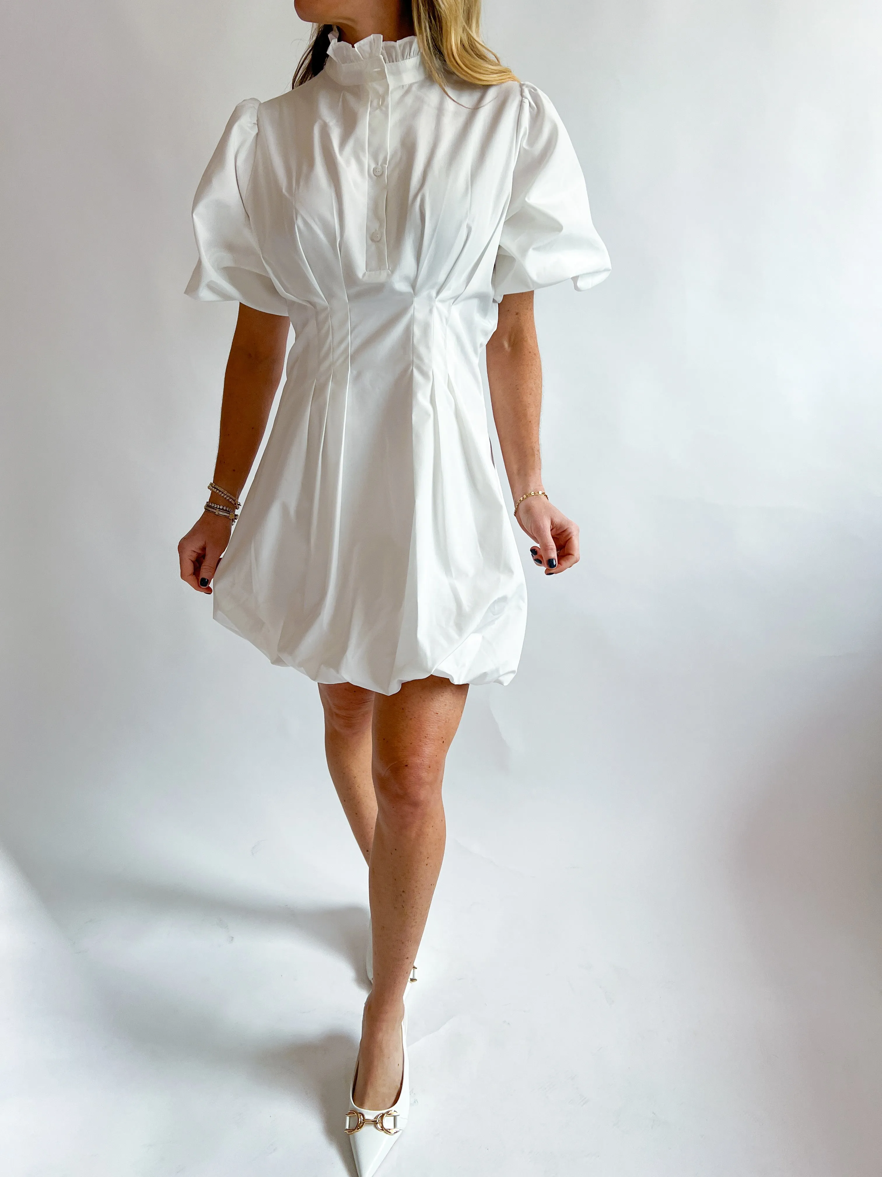 Ruffle Collar Bubble Hem Dress