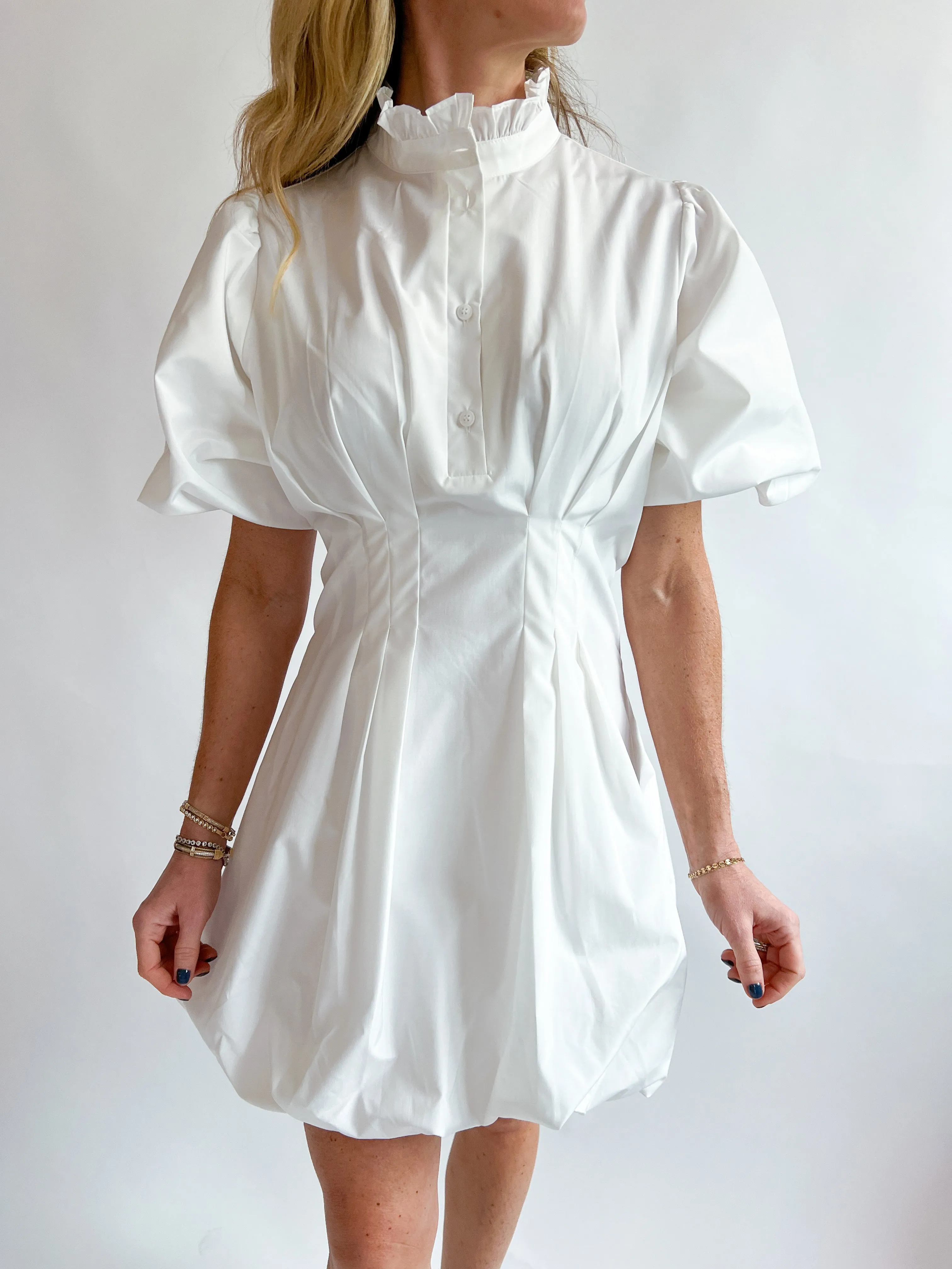 Ruffle Collar Bubble Hem Dress