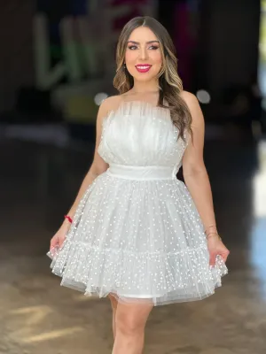 Ruffle Heart Organza Mini Dress