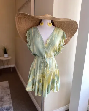 Ruffle Sleeve Waist Tye Mini Dress