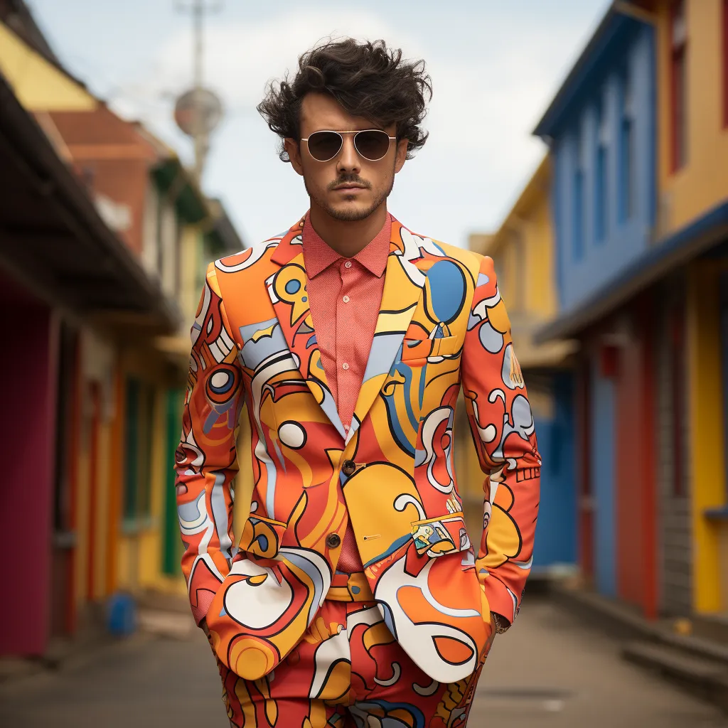 Rulercosplay Mens 2 Piece Print Suit Floral Party Dress Jacket Slim 2 Button Blazer Pants