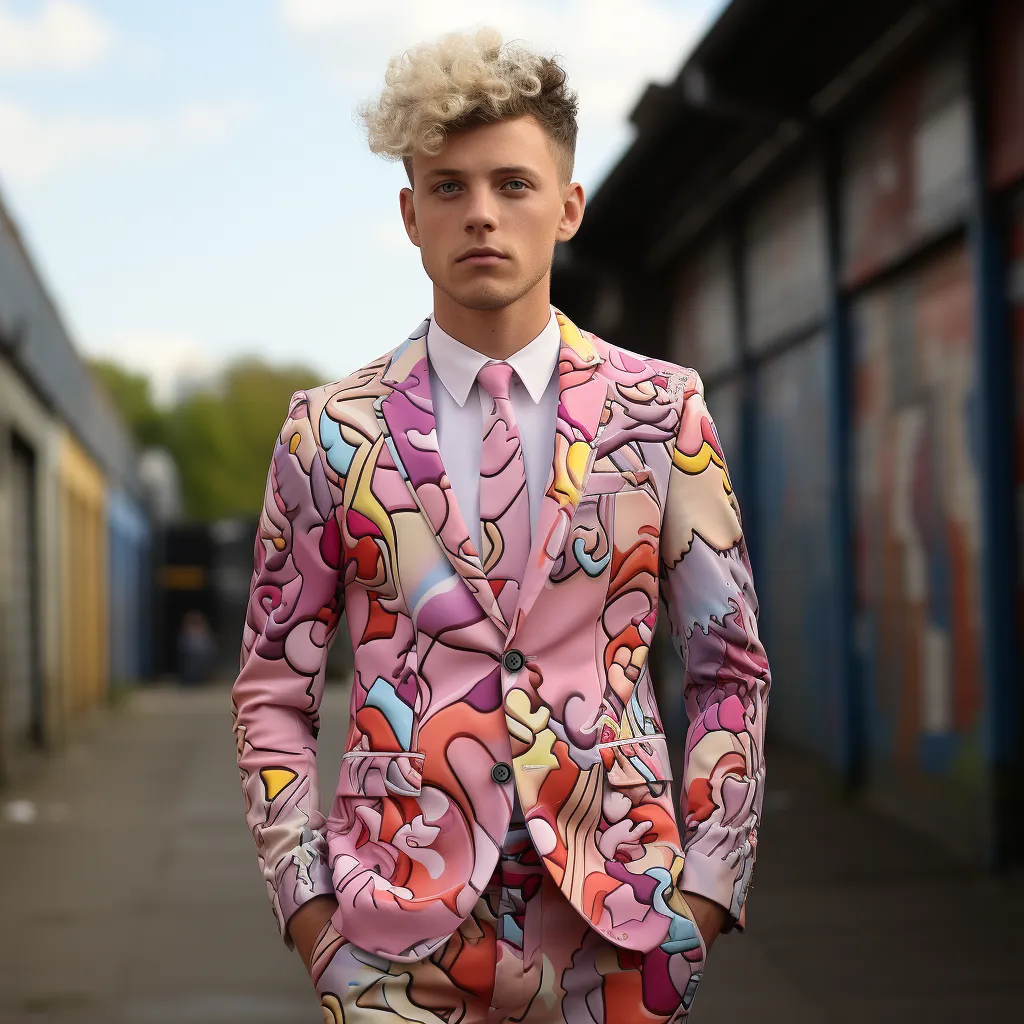Rulercosplay Mens 2 Piece Print Suit Floral Party Dress Jacket Slim 2 Button Blazer Pants