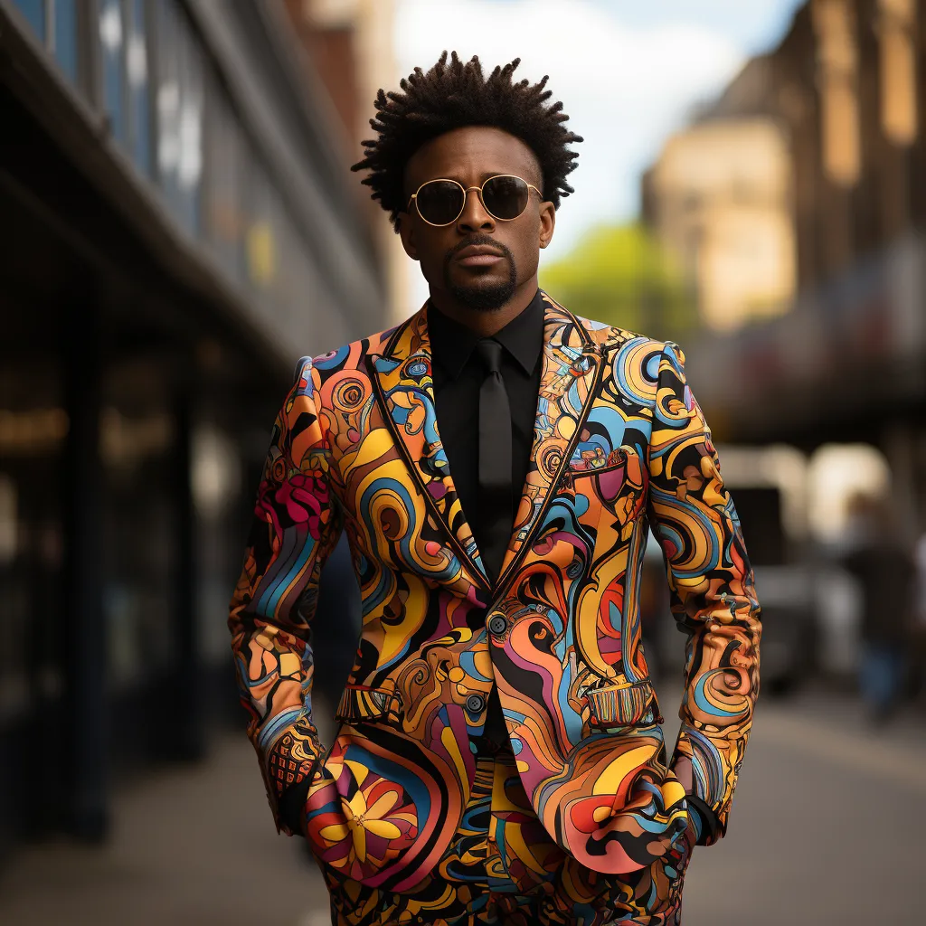 Rulercosplay Mens 2 Piece Print Suit Floral Party Dress Jacket Slim 2 Button Blazer Pants