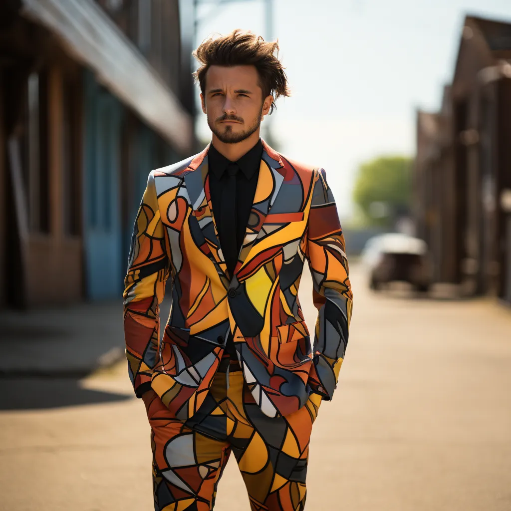 Rulercosplay Mens 2 Piece Print Suit Floral Party Dress Jacket Slim 2 Button Blazer Pants
