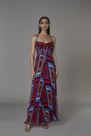 Saaksha & KinniÂ    I   Pink blue big diamond bustier dress Chiffon Pink / Blue SS22082
