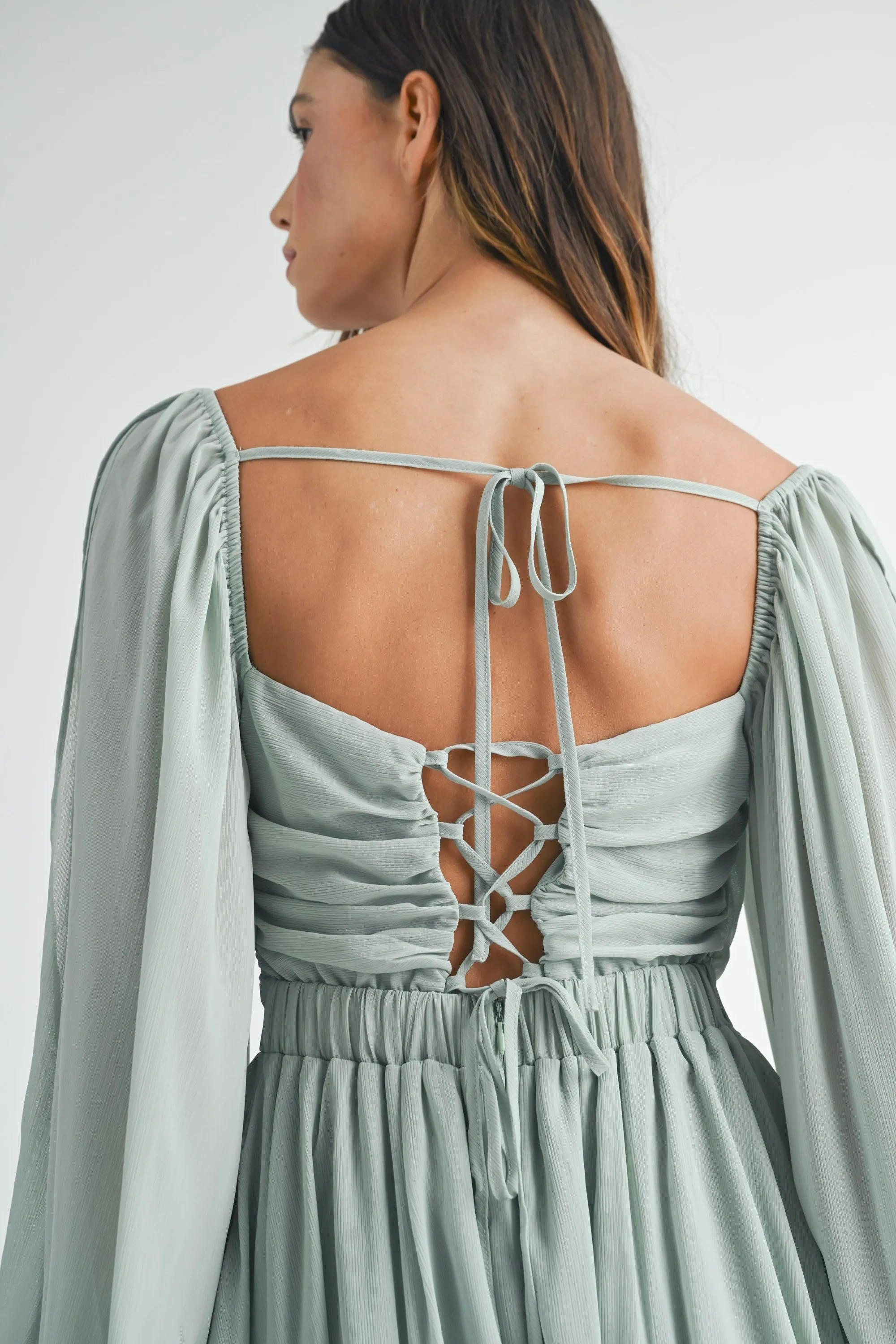 Sage Lattice Back Romper