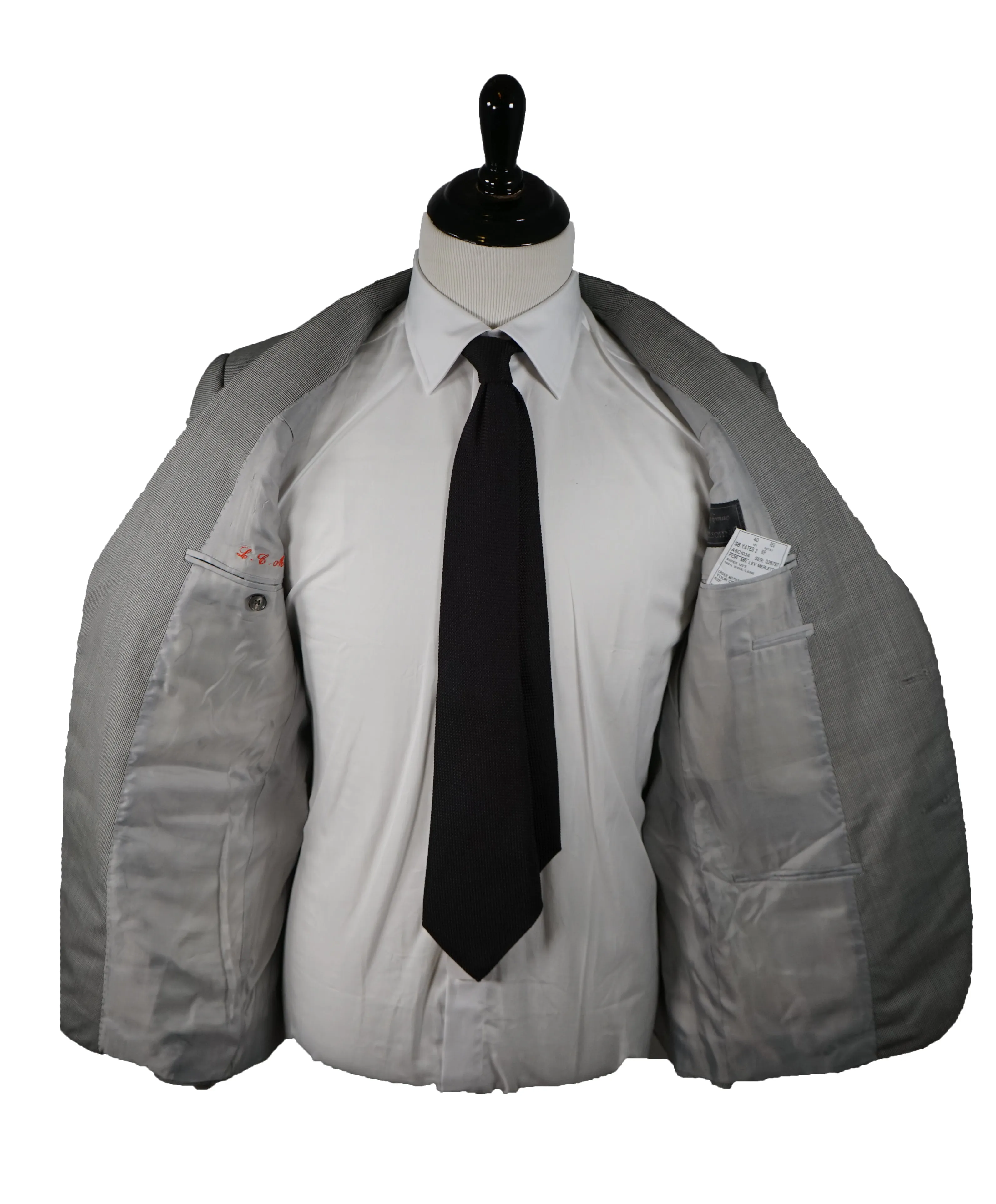 SAMUELSOHN - Custom Tailored Gray & Black Houndstooth Pattern Blazer - 40R