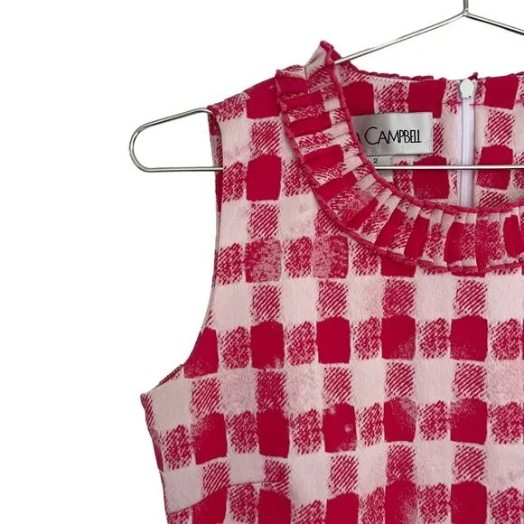 Sara Campbell Women’s Pink Pearlized Checkered Sleeveless Dress 2