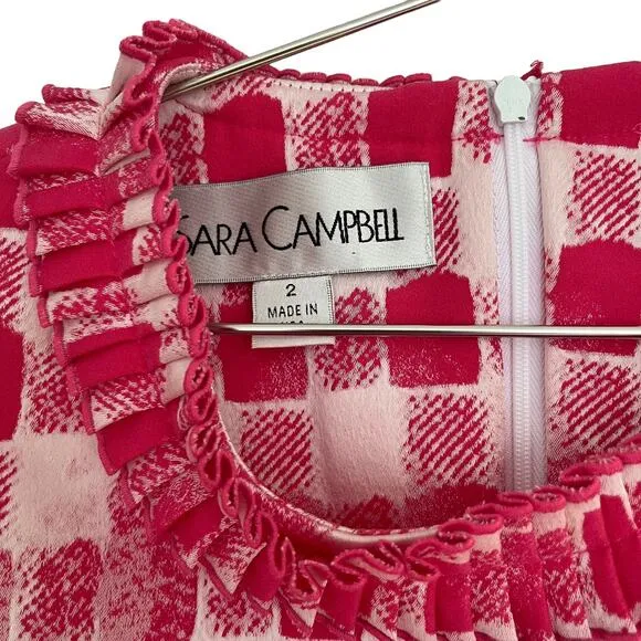 Sara Campbell Women’s Pink Pearlized Checkered Sleeveless Dress 2