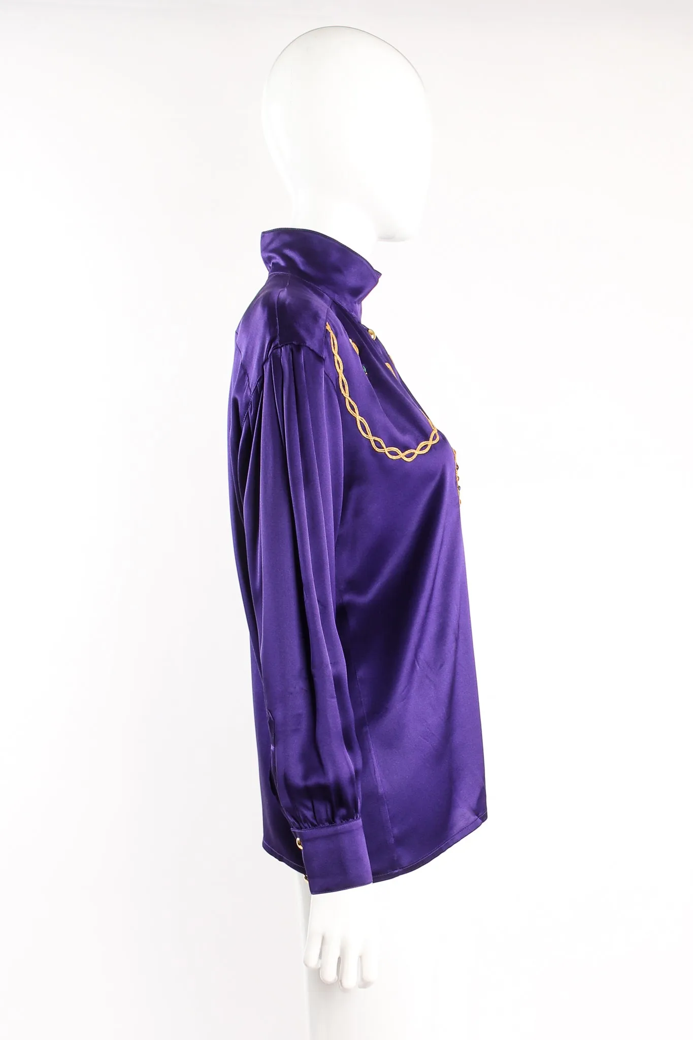 Satin Jeweled Necklace Blouse