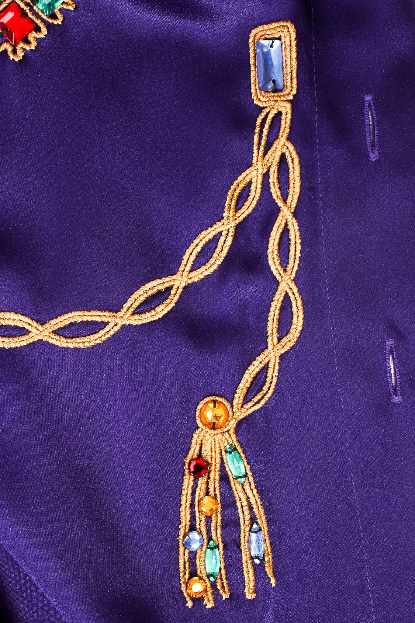 Satin Jeweled Necklace Blouse