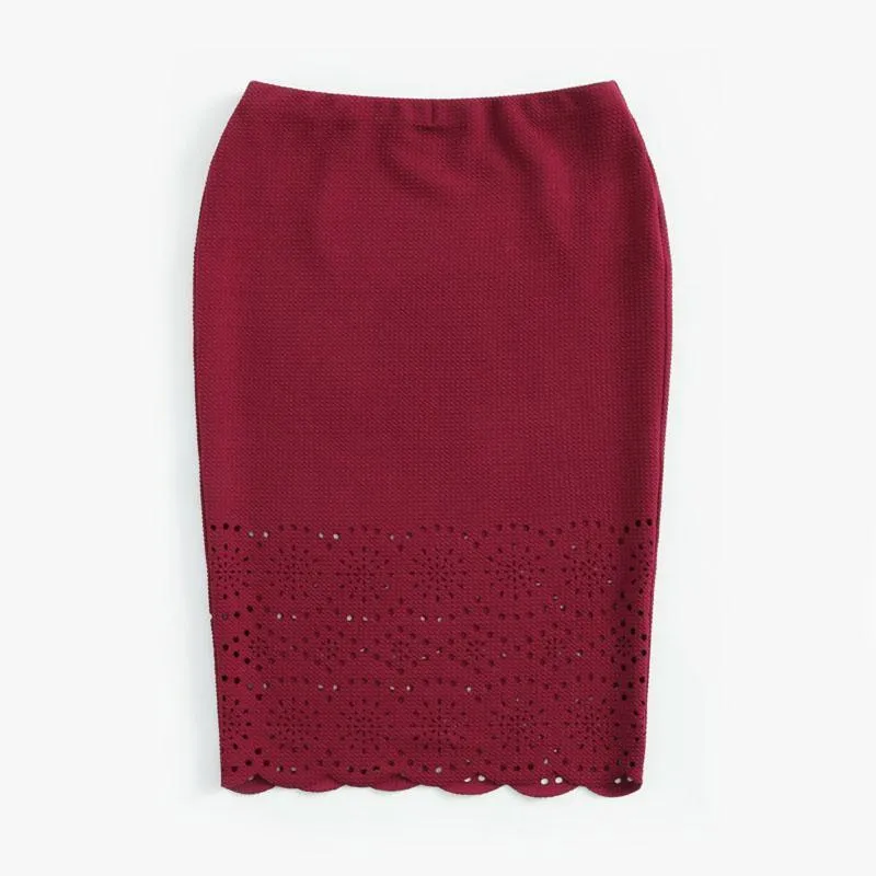 Scalloped & Laser-Cut Pencil Skirt