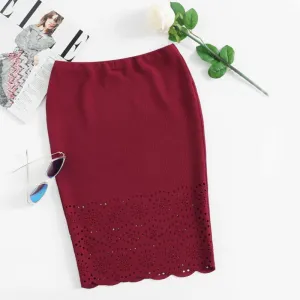 Scalloped & Laser-Cut Pencil Skirt