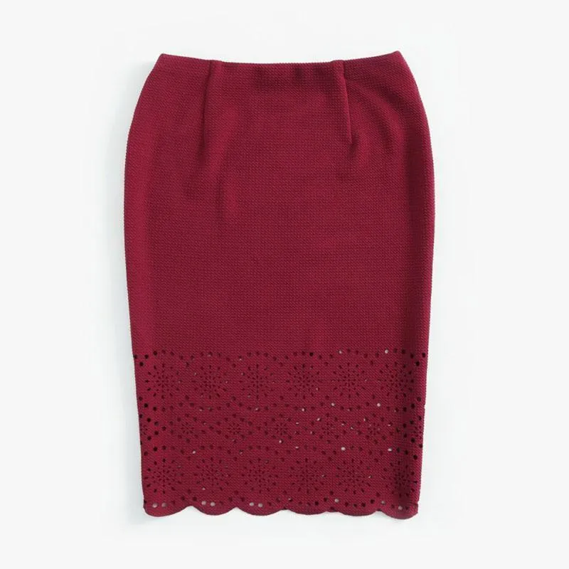 Scalloped & Laser-Cut Pencil Skirt