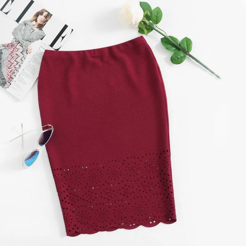 Scalloped & Laser-Cut Pencil Skirt