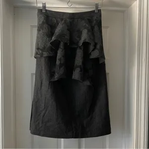Sea New York Dark Grey Pencil Skirt Damask Lace Size S