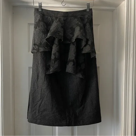 Sea New York Dark Grey Pencil Skirt Damask Lace Size S