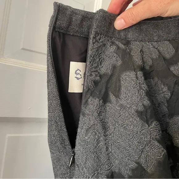 Sea New York Dark Grey Pencil Skirt Damask Lace Size S