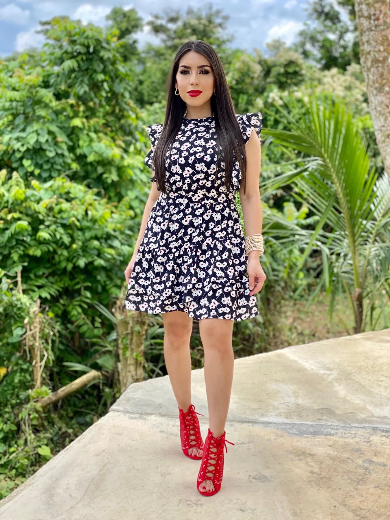 Sensational State Floral Ruffle Dress
