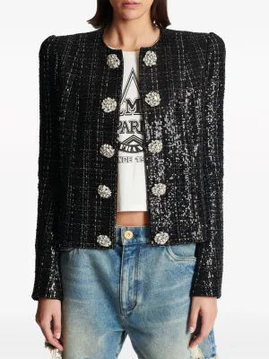 Sequin-Embellished Tweed Jacket