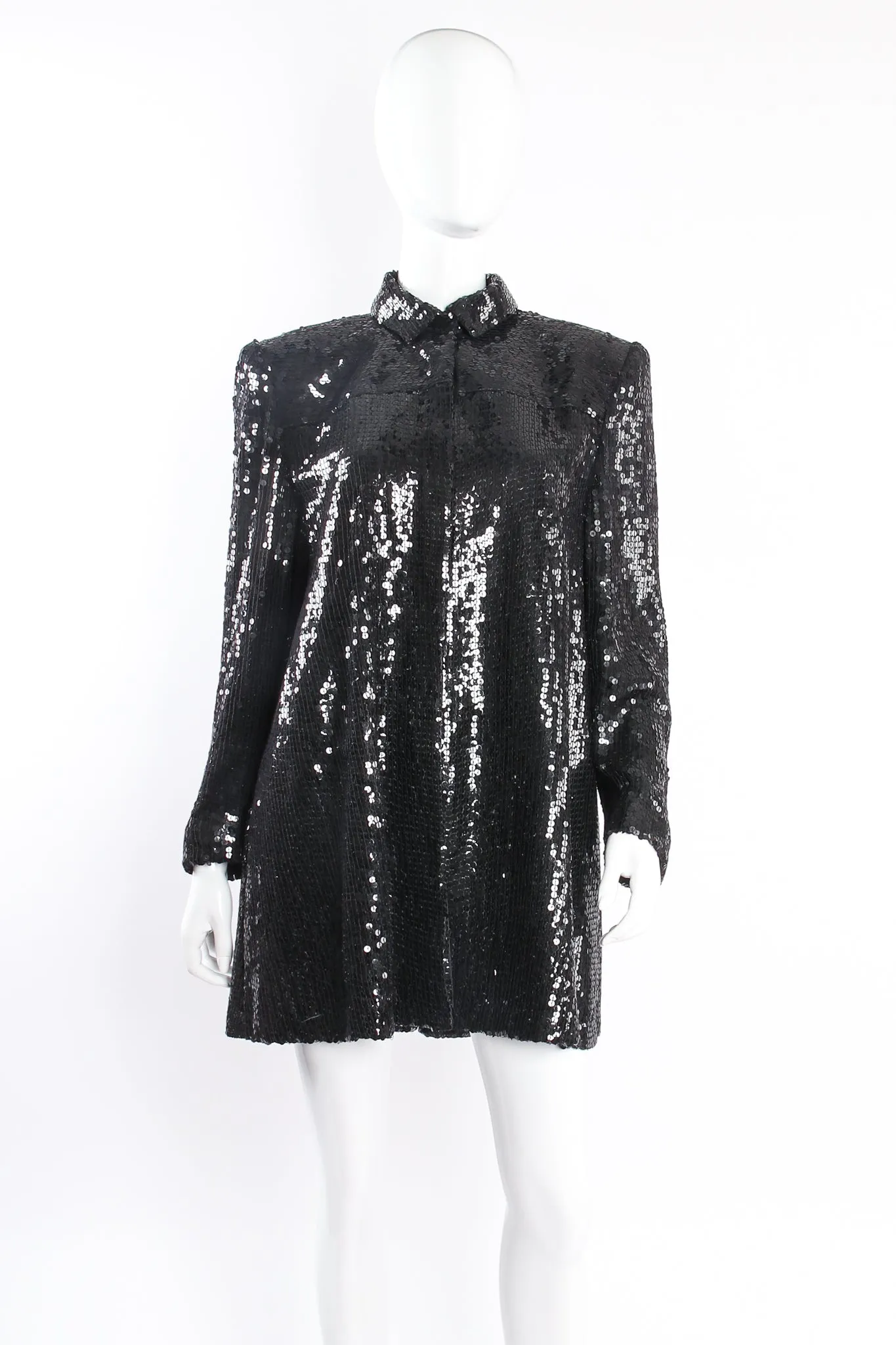 Sequined Yoke Seam Swing Jacket