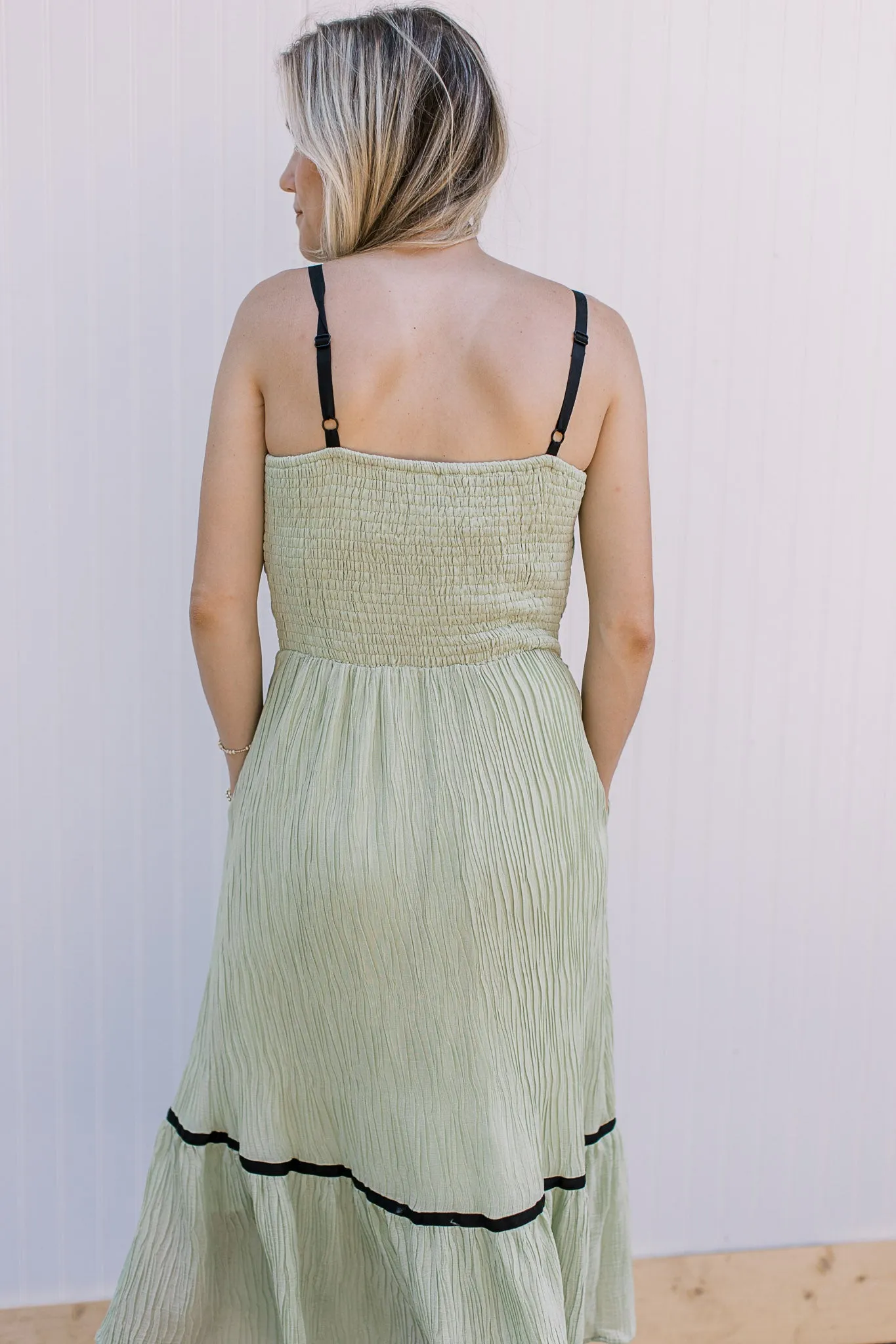 Serenity Celery Dress with Bow Accents