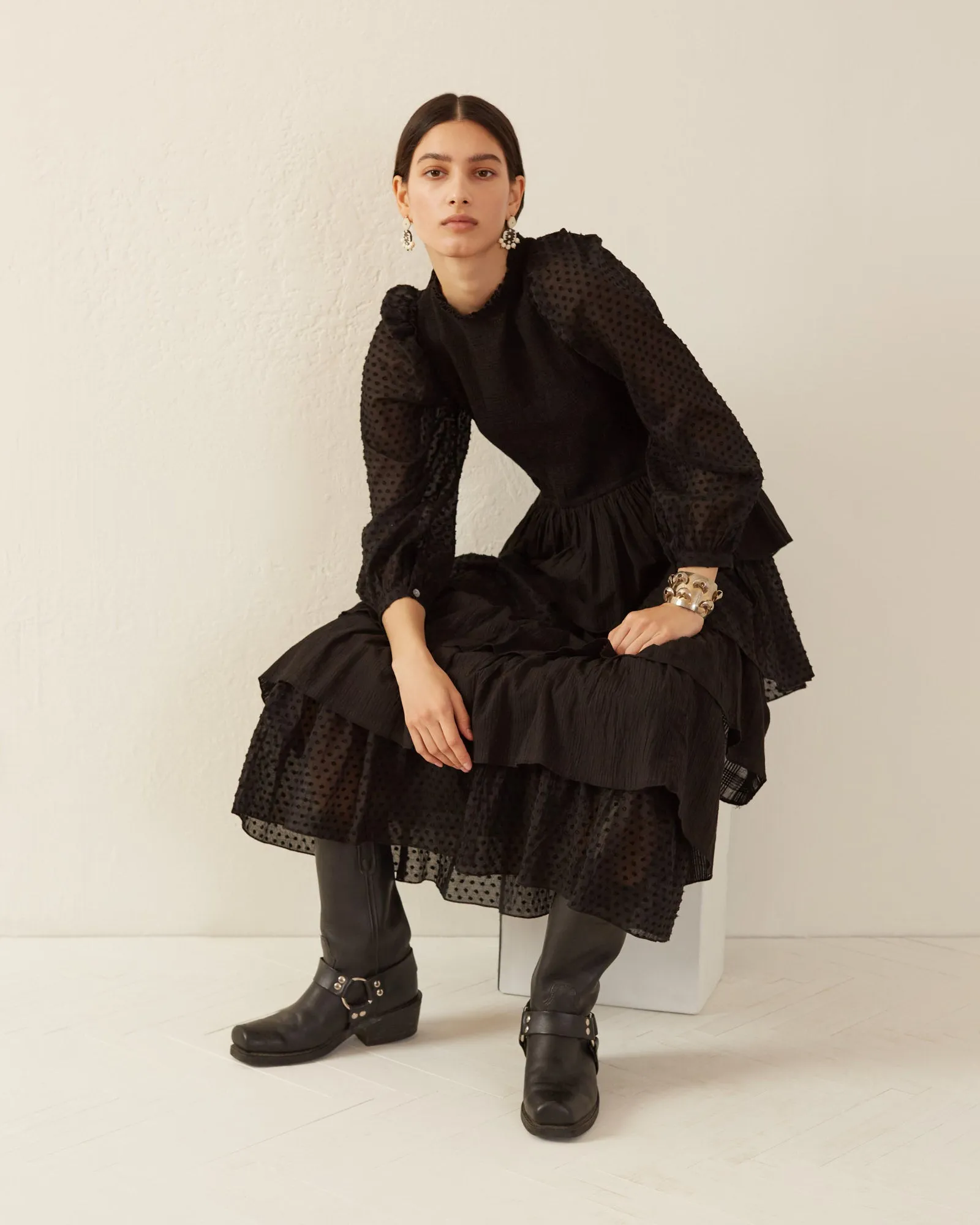 Shelby Noir Ruffle Dress