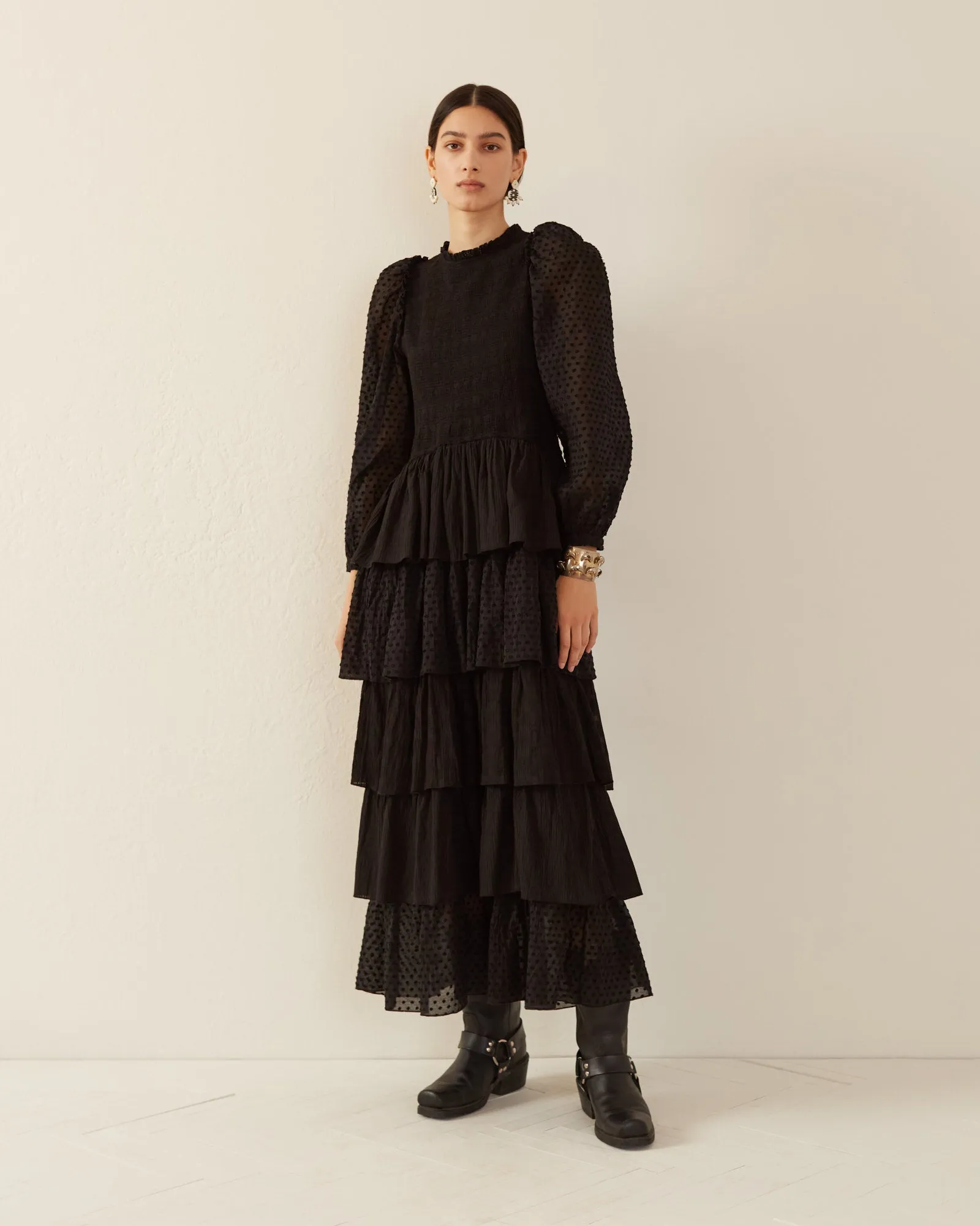 Shelby Noir Ruffle Dress