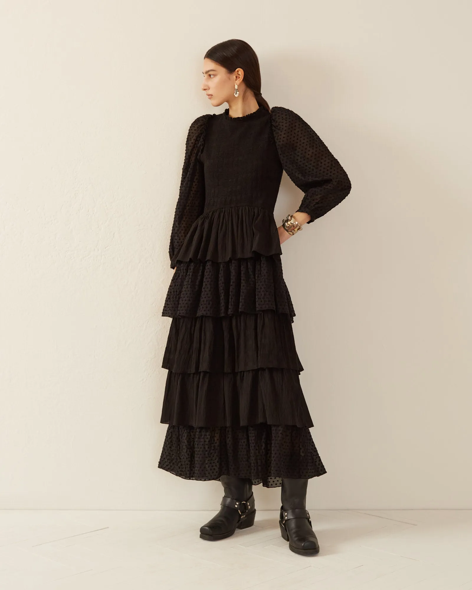 Shelby Noir Ruffle Dress
