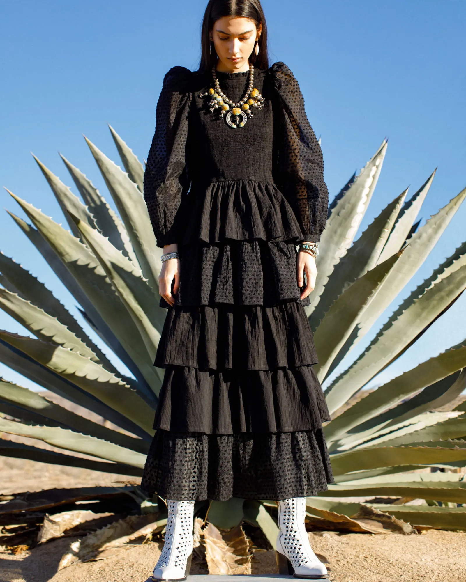 Shelby Noir Ruffle Dress