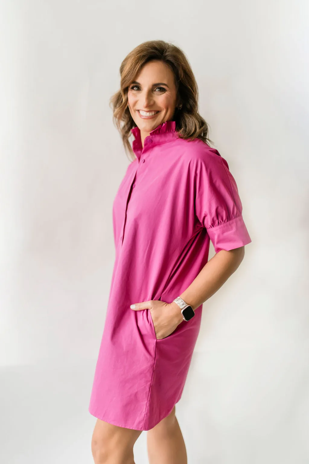 Short Ruffle Dress Berry
