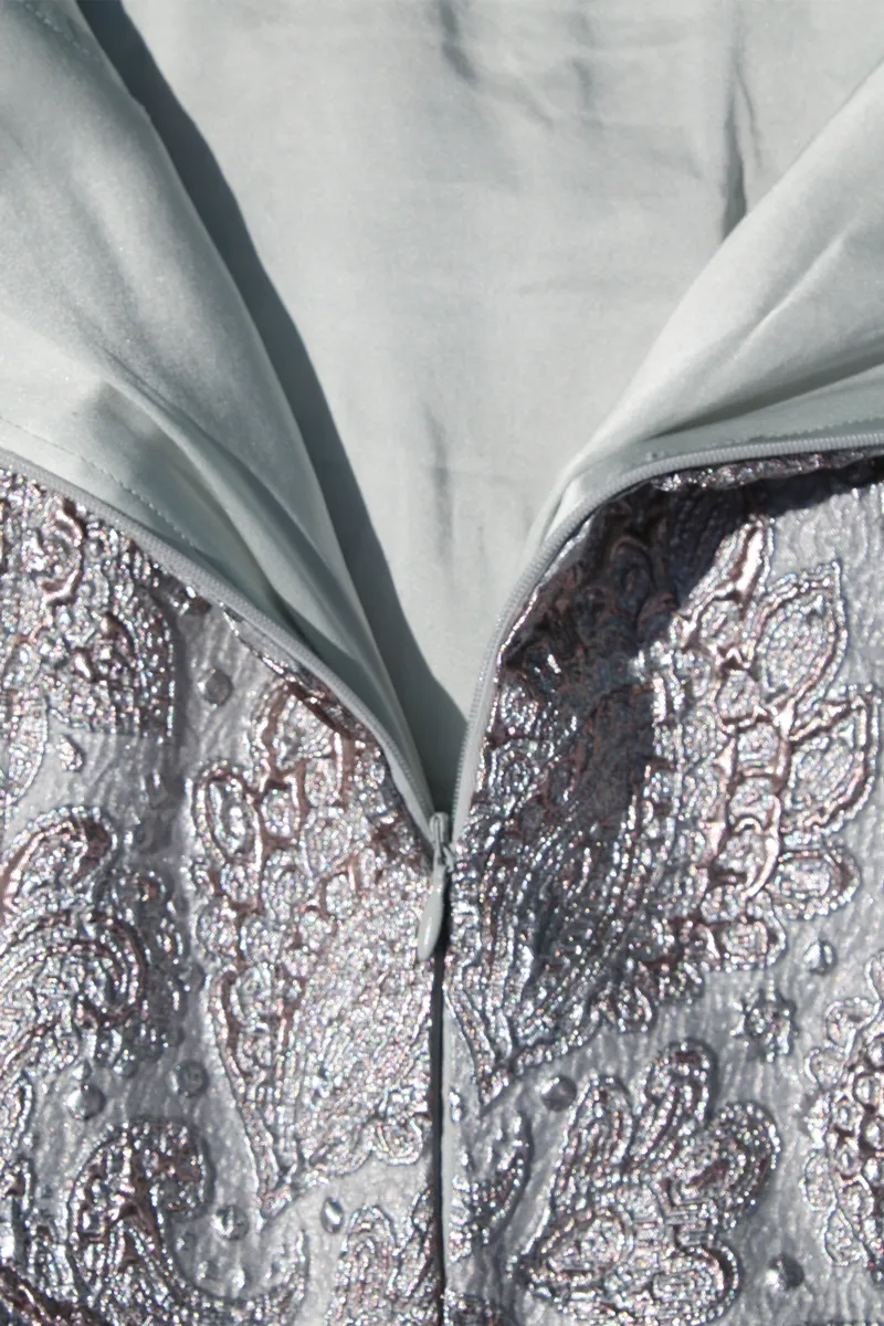 Silver Paisley Pencil Skirt/ Mini, Above Knee or Midi Length