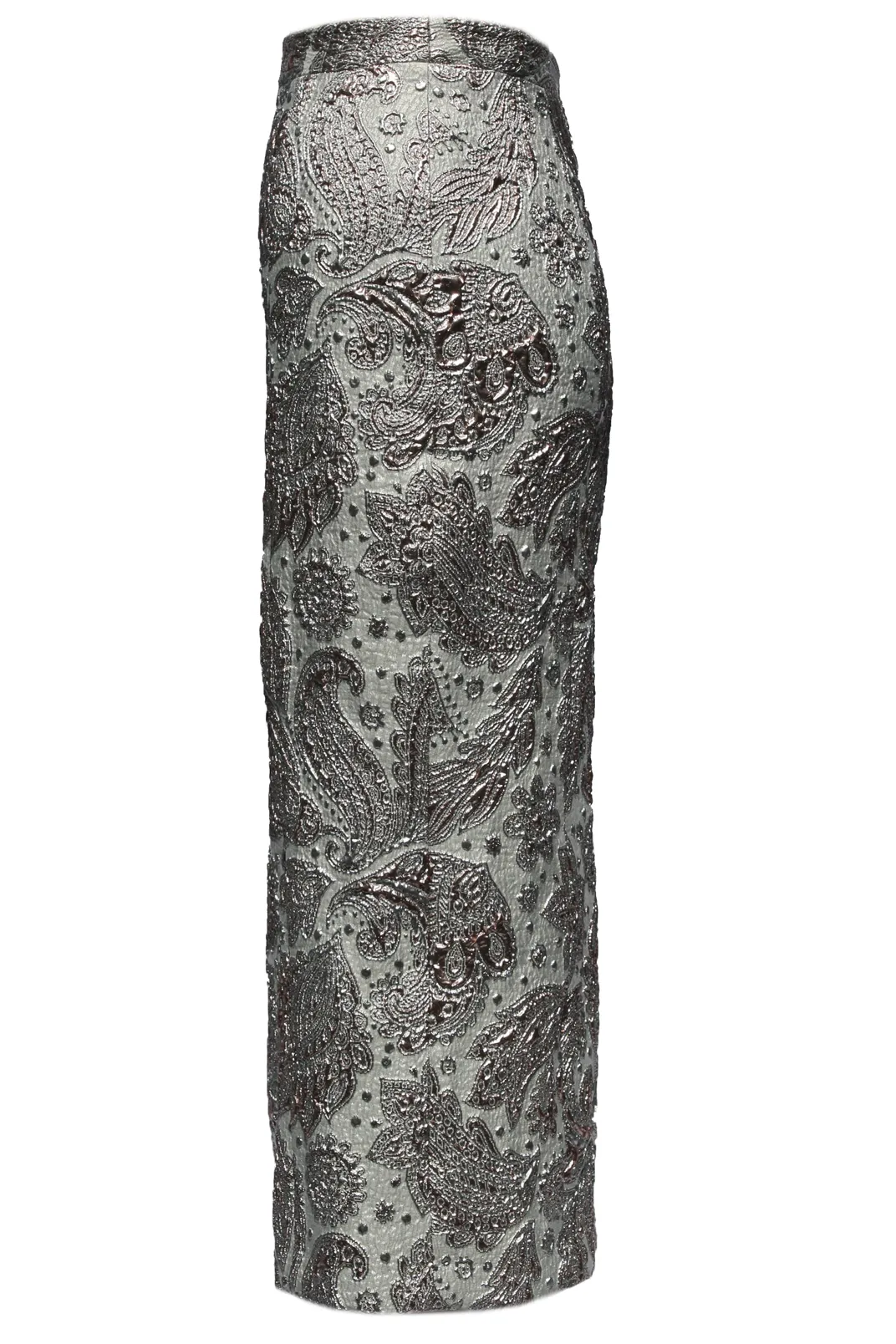 Silver Paisley Pencil Skirt/ Mini, Above Knee or Midi Length
