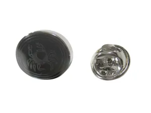 Silver Toned Oval Etched Crab Lapel Pin