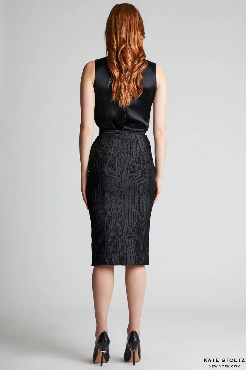Size 2 Snakeskin Jacquard Pencil Skirt