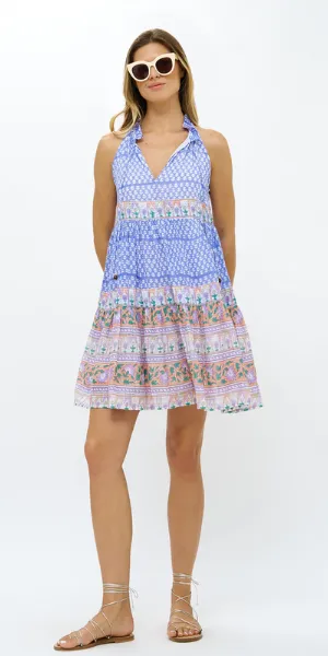 Sleeveless Tiered Short Dress in Campania Periwinkle