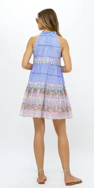 Sleeveless Tiered Short Dress in Campania Periwinkle