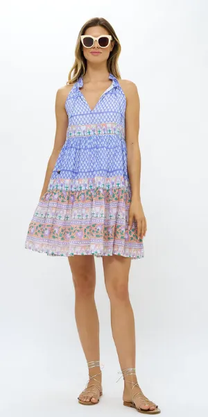 Sleeveless Tiered Short Dress in Campania Periwinkle