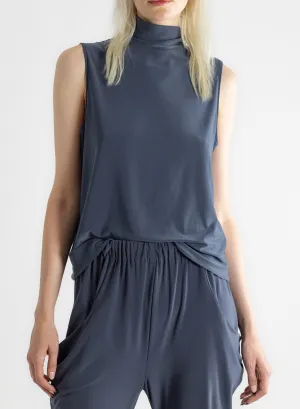 Sleeveless Turtleneck Top - Charcoal