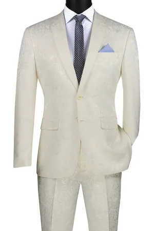 Slim Fit 2 Piece Single Breasted Suit Ivory S2F-1