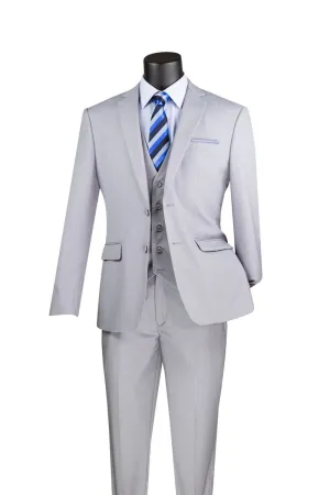 Slim Fit 3 Piece 2 Button Suit Light Gray SV2900
