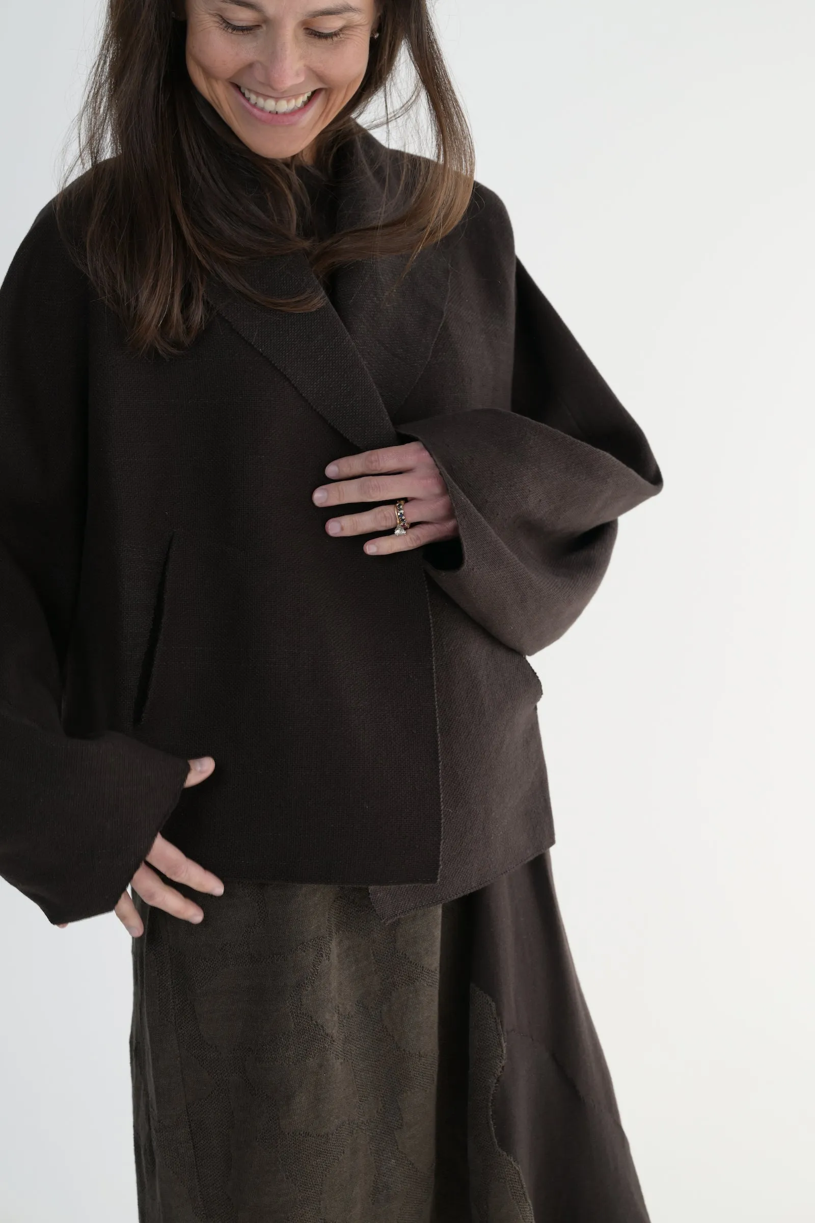 Smooth Sheet Jacket in Coffee