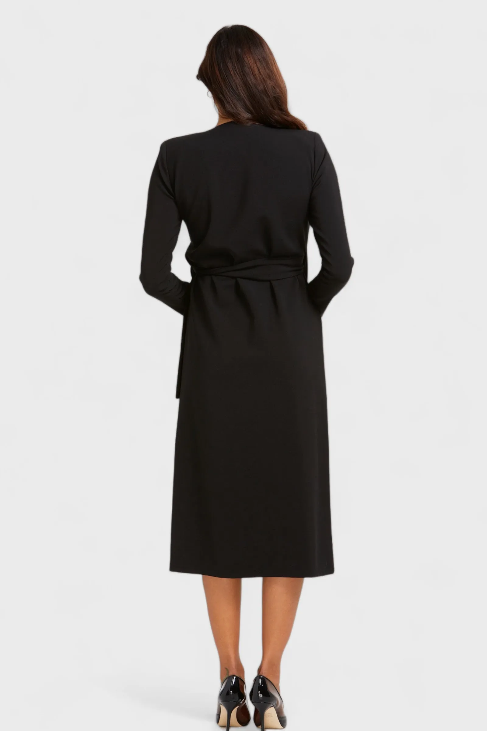 Sofia Black Pleated Wrap Dress