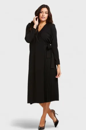 Sofia Black Pleated Wrap Dress