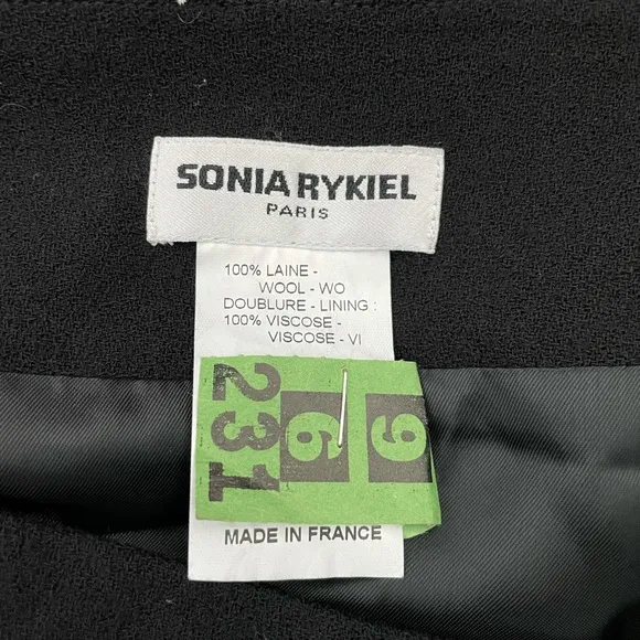 Sonia Rykiel Paris Black Wool Pencil Skirt 10