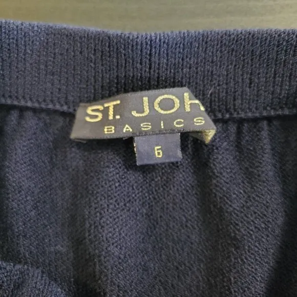 St. John Basics Pencil Skirt Womens Size 6 Navy Blue Knit Pull On Career