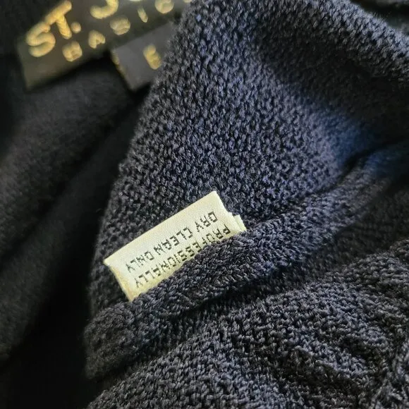 St. John Basics Pencil Skirt Womens Size 6 Navy Blue Knit Pull On Career