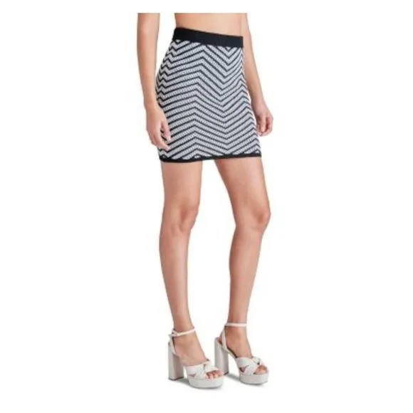 STEVE MADDEN Womens Black Fitted Ribbed Trim Pull-on Short Party Pencil Skirt XS