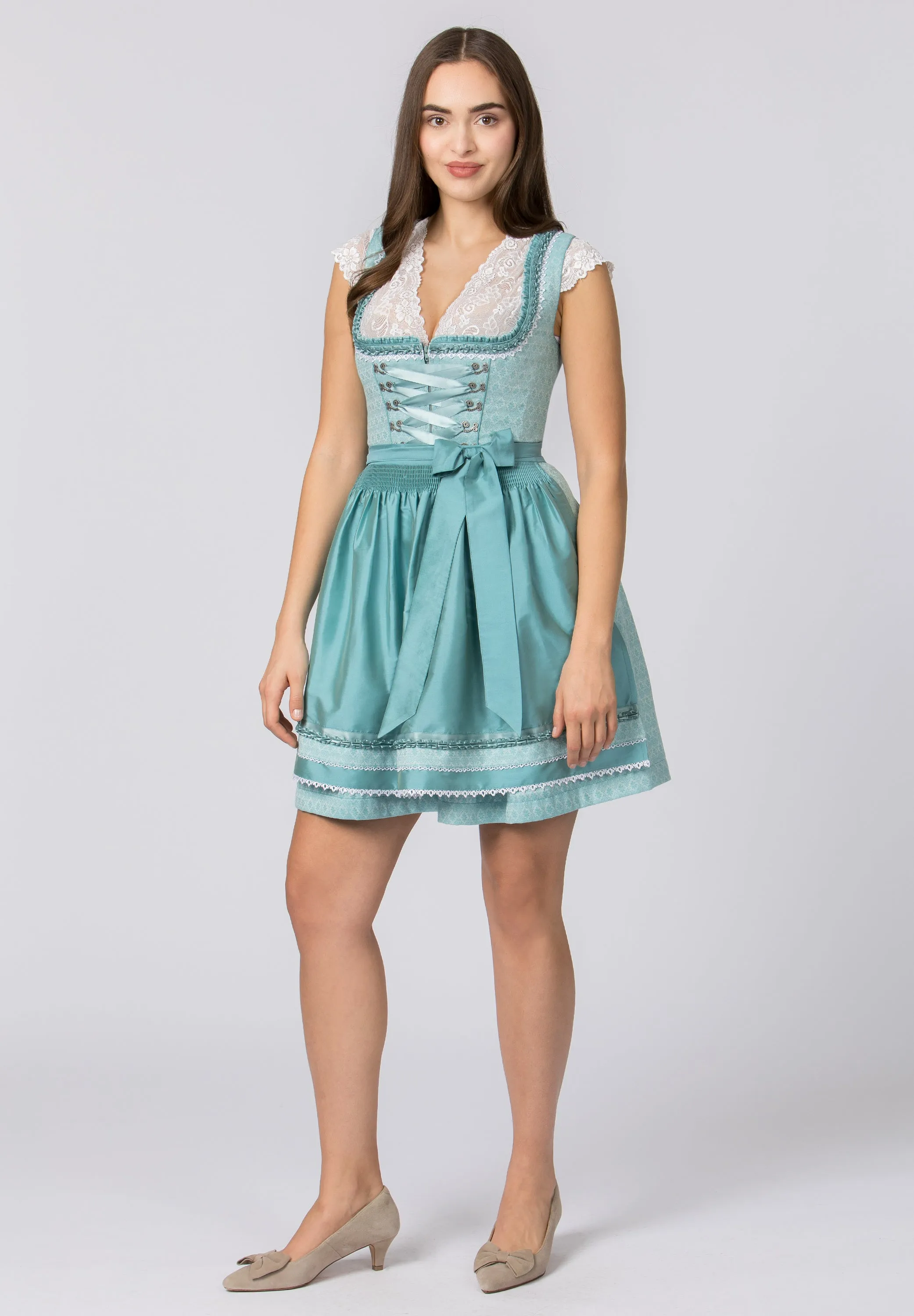 Stockerpoint Mini Dirndl 2pcs. 55cm "Lilly" turquoise